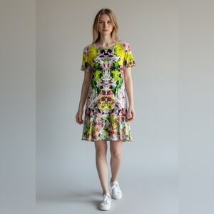 Prabal Gurung for Target First Date Floral Jersey Drop Waist Ruffle Dress Size M
